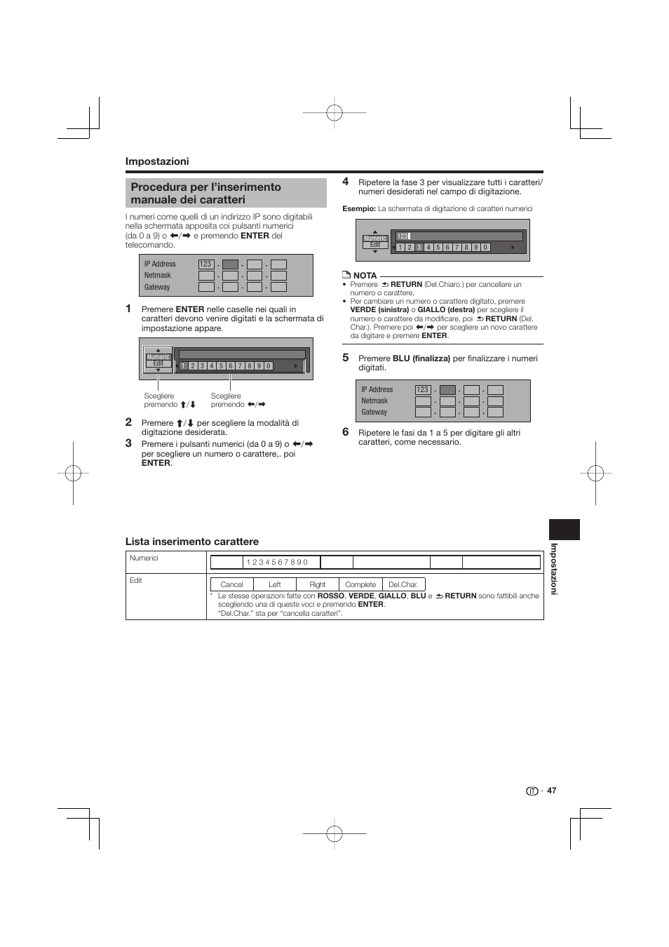 Procedura per l’inserimento manuale dei caratteri | Pioneer BDP-333 User Manual | Page 169 / 304