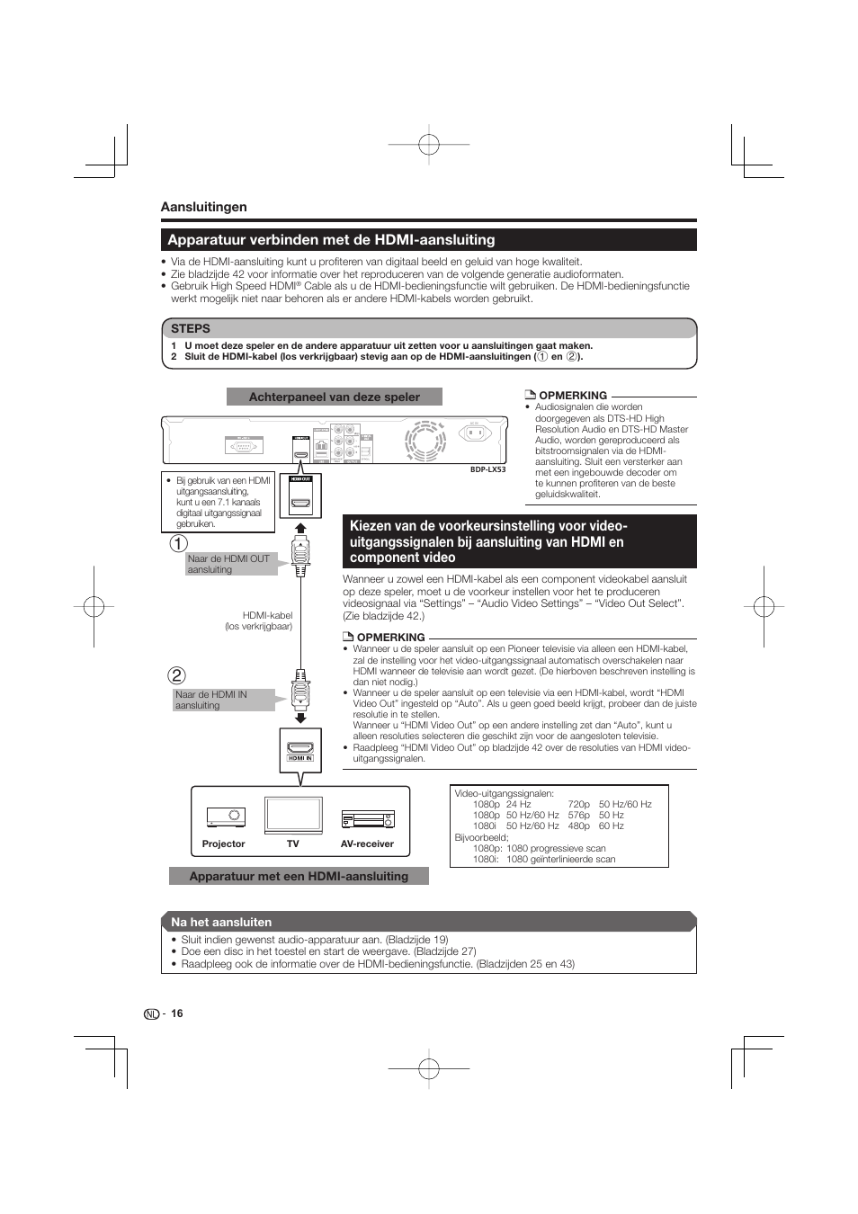 Bij aansluiting van hdmi en component video, Apparatuur verbinden met de hdmi-aansluiting | Pioneer BDP-333 User Manual | Page 196 / 304