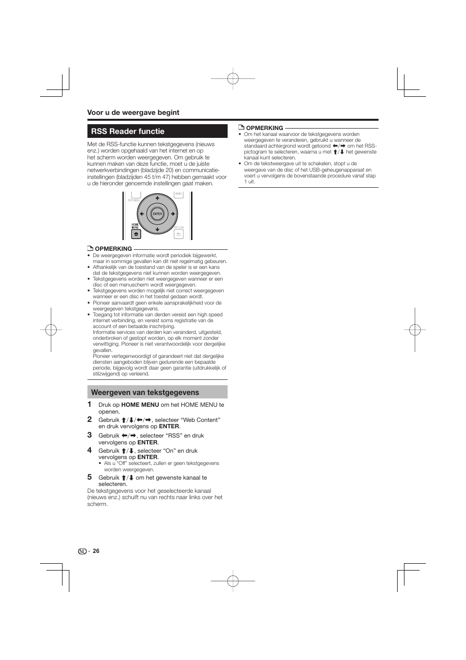 Rss reader functie, Weergeven van tekstgegevens | Pioneer BDP-333 User Manual | Page 206 / 304