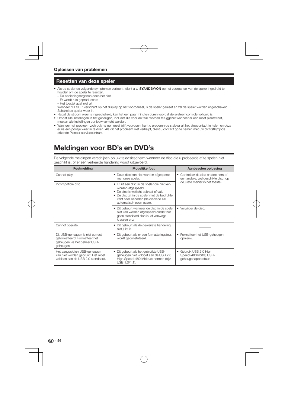 Resetten van deze speler, Meldingen voor bd’s en dvd’s | Pioneer BDP-333 User Manual | Page 236 / 304
