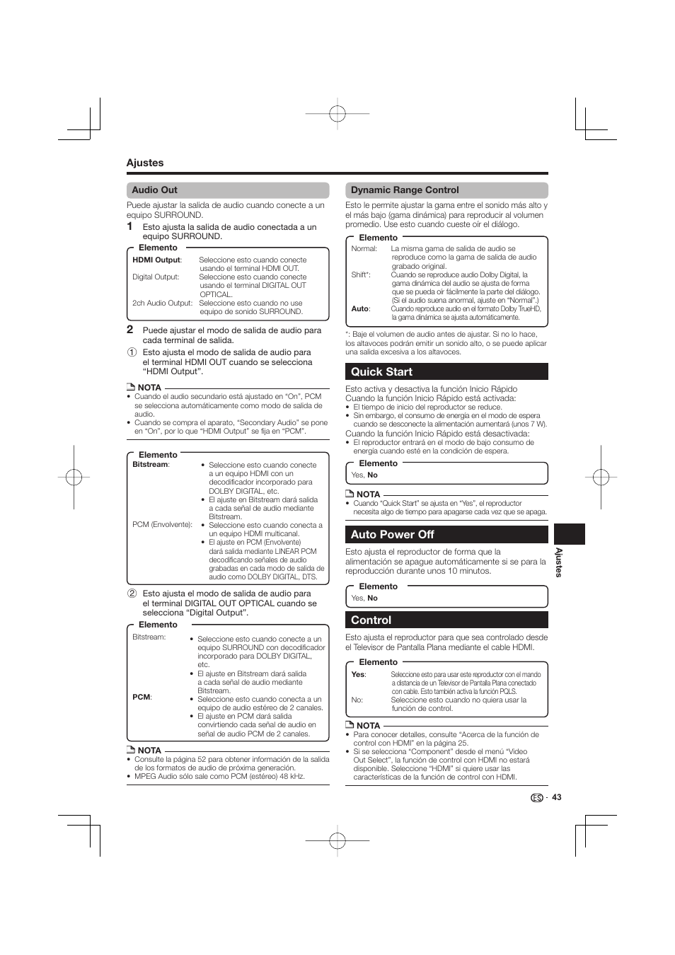 Quick start auto power off control, Quick start, Auto power off | Control | Pioneer BDP-333 User Manual | Page 281 / 304