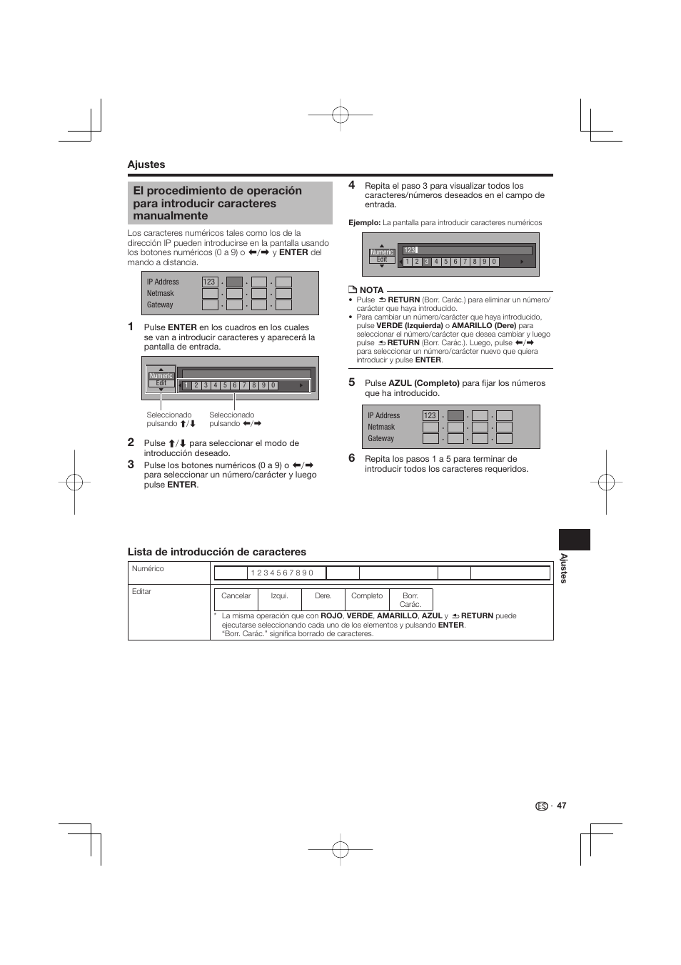 El procedimiento de operación para introducir, Caracteres manualmente | Pioneer BDP-333 User Manual | Page 285 / 304