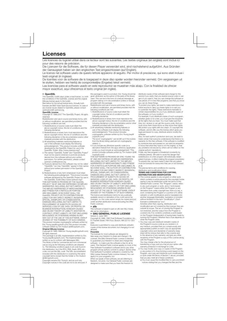 Licenses | Pioneer BDP-333 User Manual | Page 298 / 304