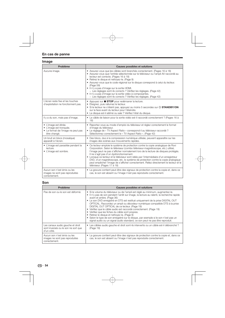 En cas de panne image | Pioneer BDP-333 User Manual | Page 54 / 304