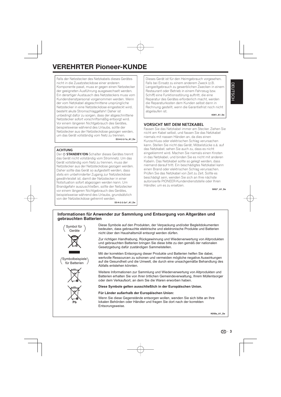 Verehrter pioneer-kunde | Pioneer BDP-333 User Manual | Page 67 / 304