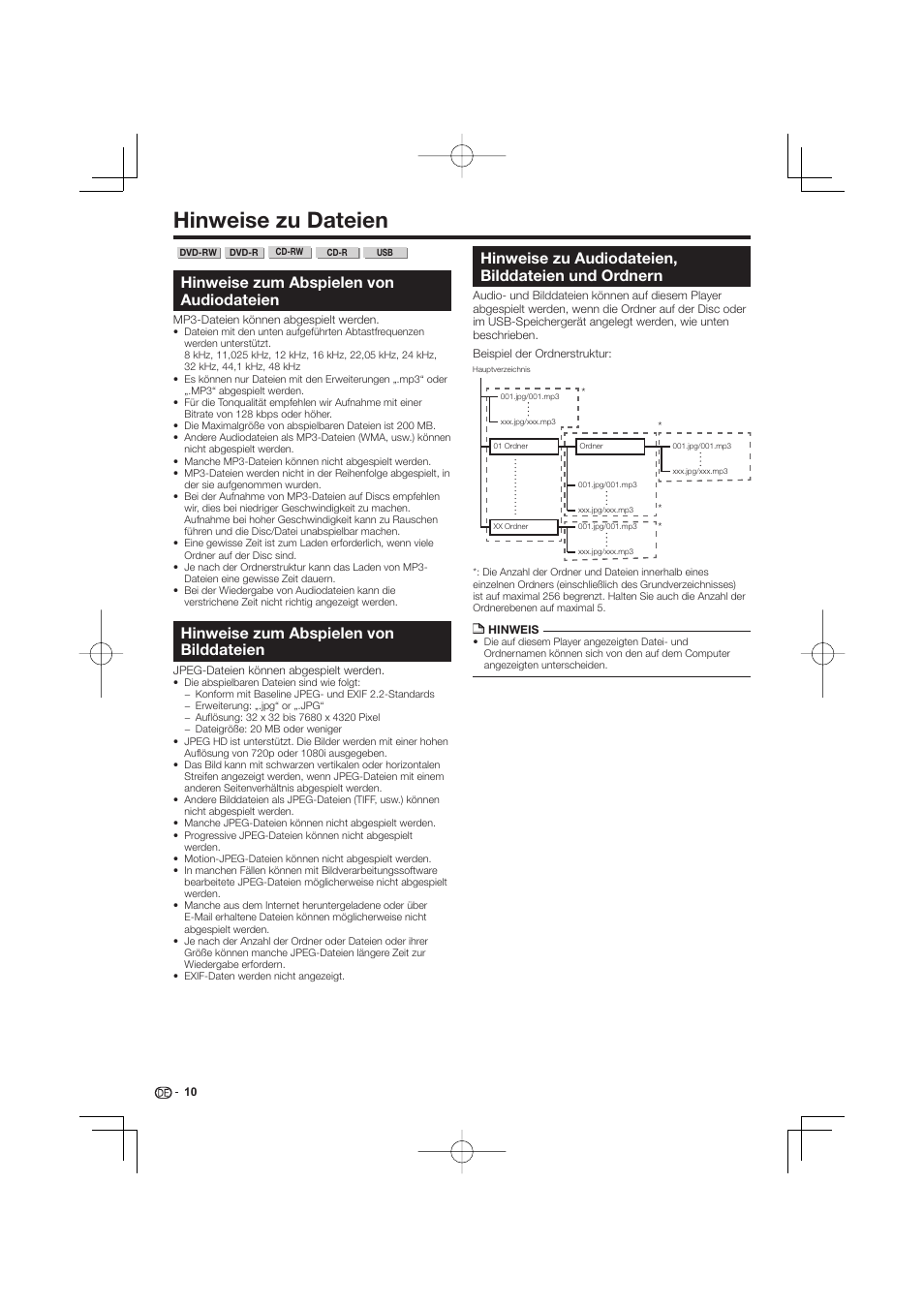 Hinweise zu dateien, Hinweise zum abspielen von audiodateien, Hinweise zum abspielen von bilddateien | Hinweise zu audiodateien, bilddateien und ordnern | Pioneer BDP-333 User Manual | Page 74 / 304