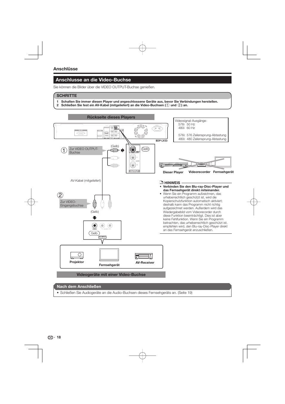 Anschlusse an die video-buchse | Pioneer BDP-333 User Manual | Page 82 / 304
