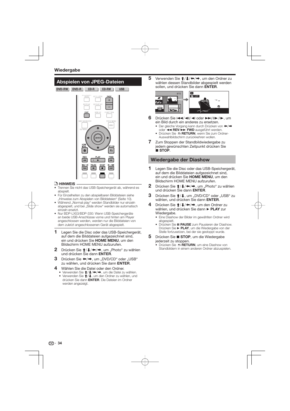 Abspielen von jpeg-dateien, Wiedergabe der diashow | Pioneer BDP-333 User Manual | Page 98 / 304