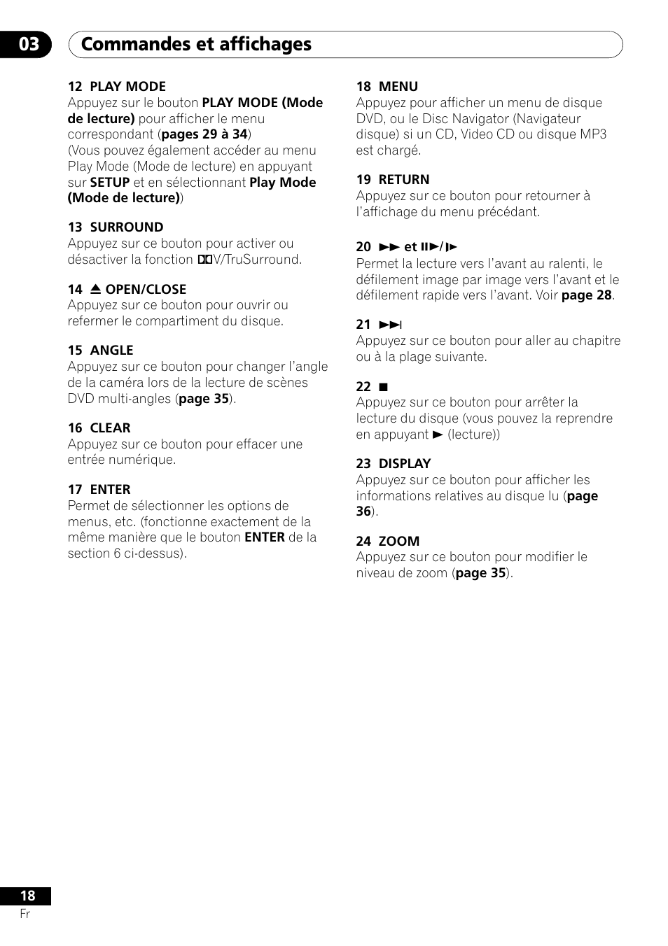 Commandes et affichages 03 | Pioneer DV-454-S User Manual | Page 18 / 108