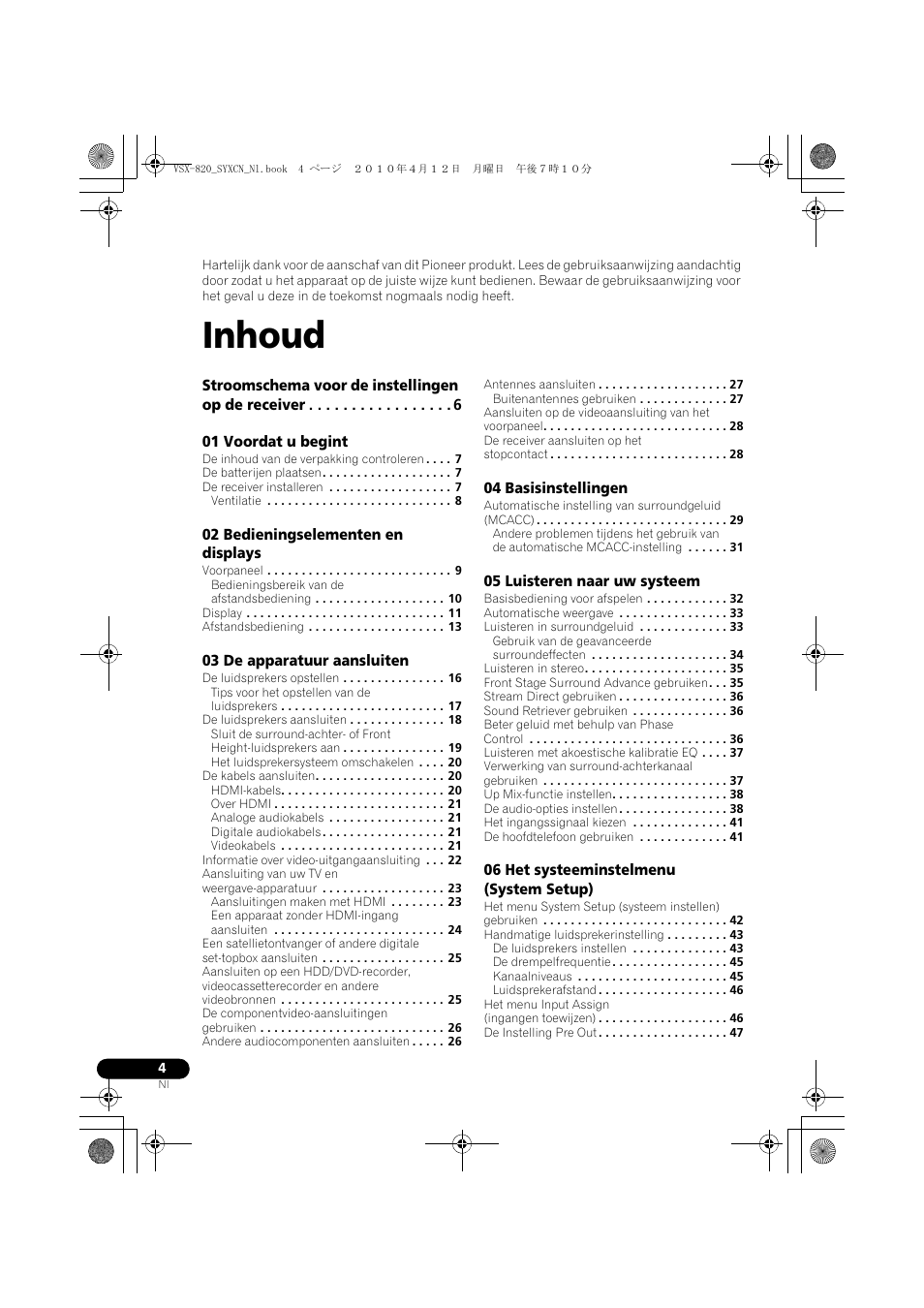 Inhoud, Handleiding | Pioneer VSX-820-S User Manual | Page 164 / 324