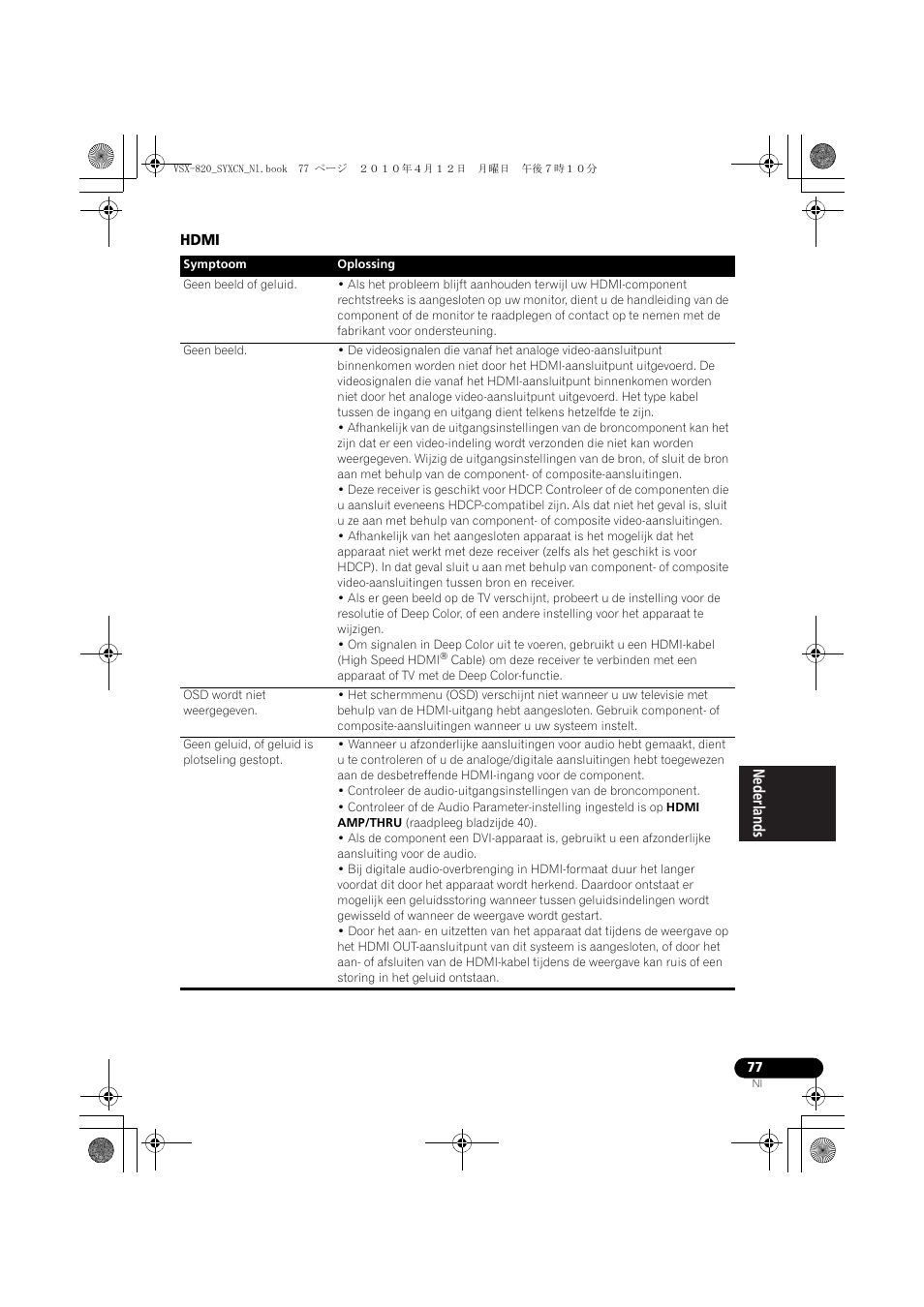 Hdmi | Pioneer VSX-820-S User Manual | Page 237 / 324