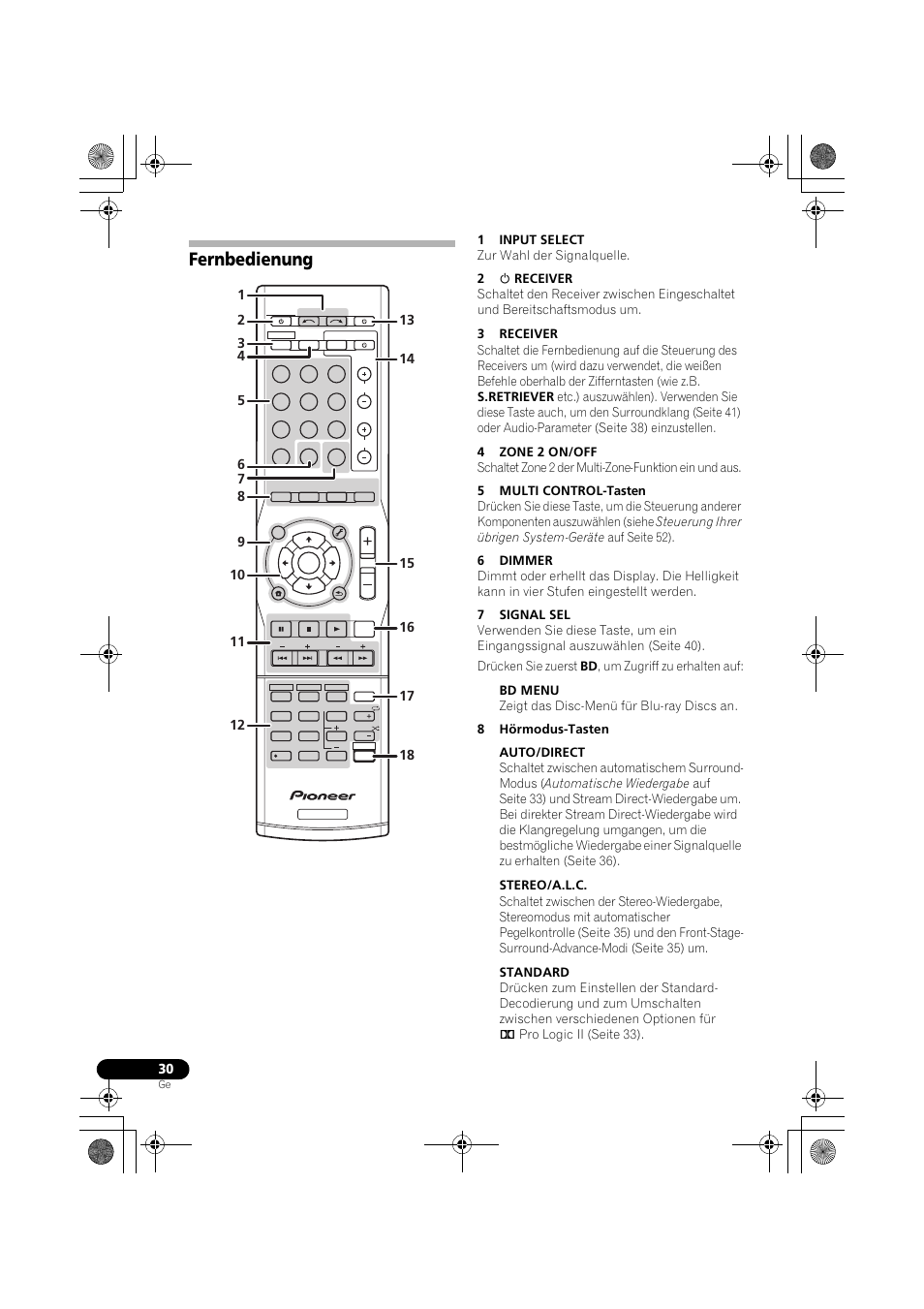 Fernbedienung | Pioneer VSX-819H-S User Manual | Page 100 / 282