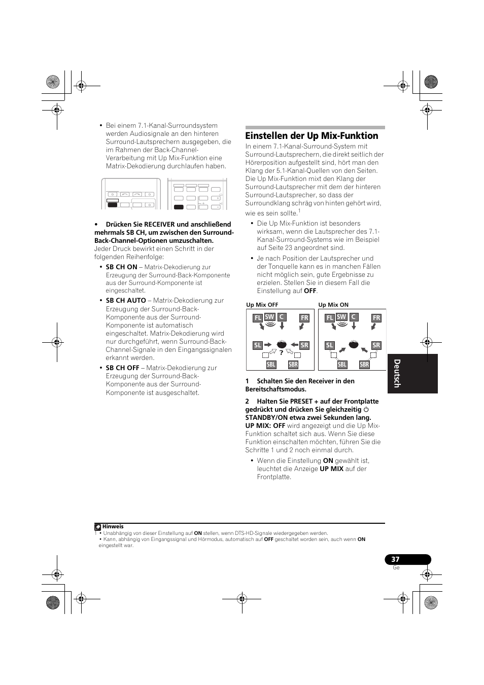 Einstellen der up mix-funktion, Seite 37). leu | Pioneer VSX-819H-S User Manual | Page 107 / 282