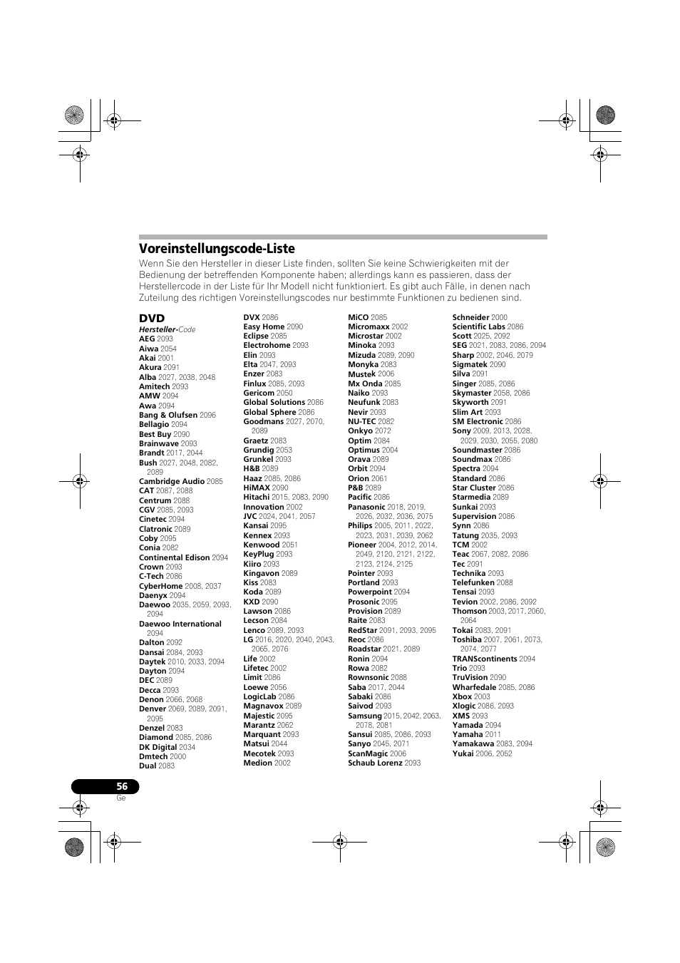 Voreinstellungscode-liste | Pioneer VSX-819H-S User Manual | Page 126 / 282