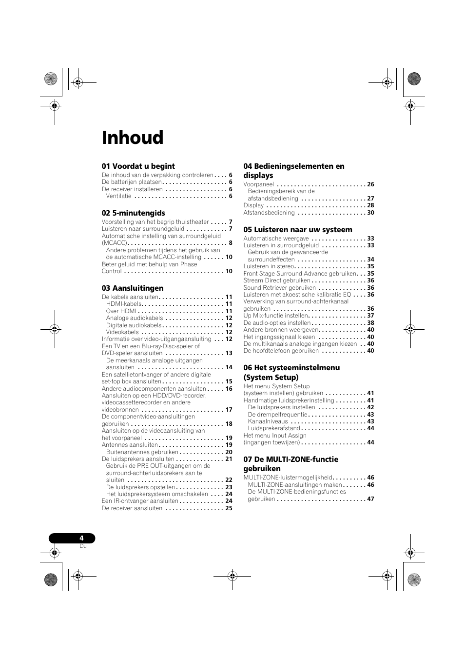 Inhoud | Pioneer VSX-819H-S User Manual | Page 144 / 282