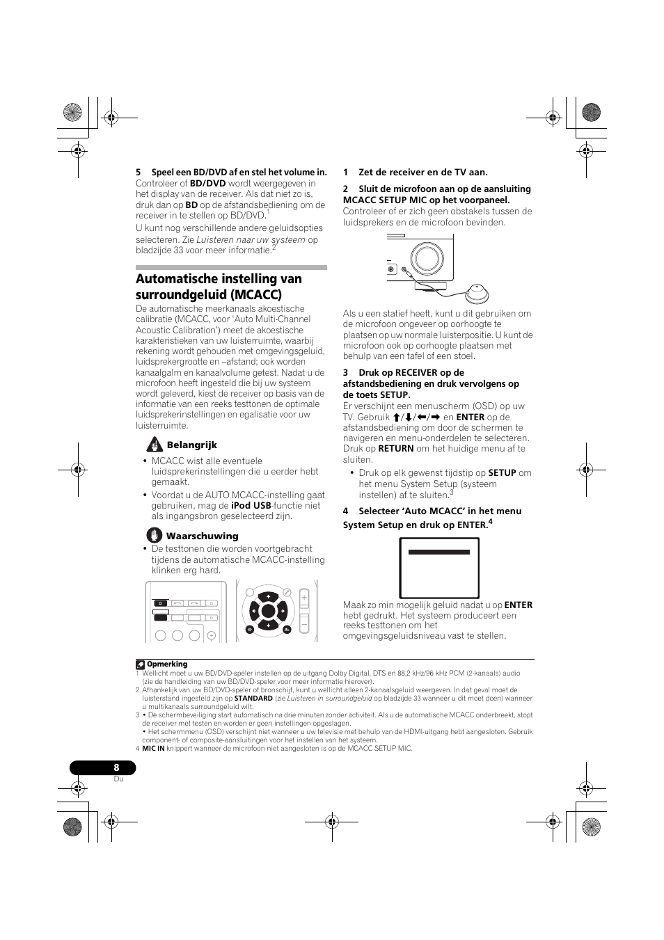 Automatische instelling van surroundgeluid (mcacc), Master volume mcacc setup mic enter r dio | Pioneer VSX-819H-S User Manual | Page 148 / 282
