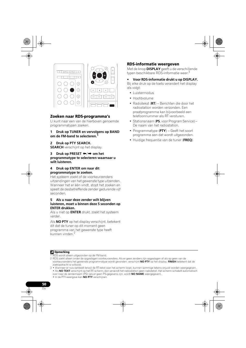 Zoeken naar rds-programma’s, Rds-informatie weergeven, Bladzijde 50) | Pioneer VSX-819H-S User Manual | Page 190 / 282