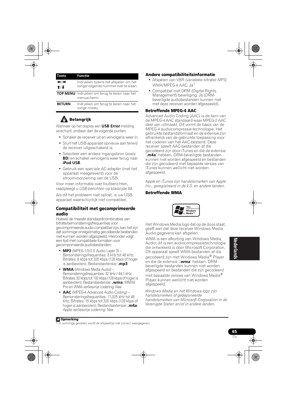 Compatibiliteit met gecomprimeerde audio, Compatibiliteit met gecomprimeerde, Audio | Pioneer VSX-819H-S User Manual | Page 205 / 282