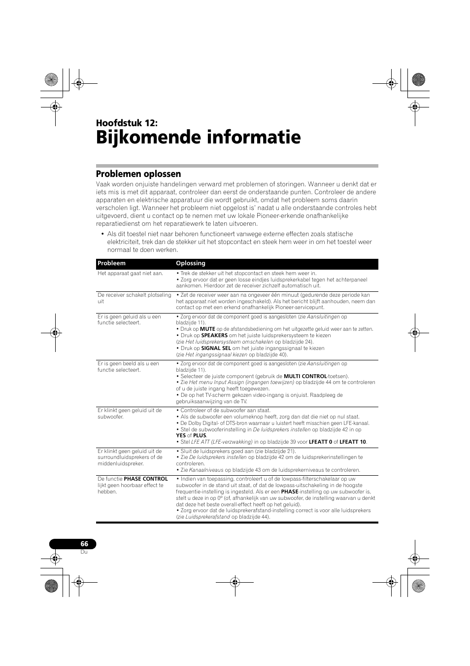 Bijkomende informatie, Problemen oplossen, Hoofdstuk 12 | Pioneer VSX-819H-S User Manual | Page 206 / 282