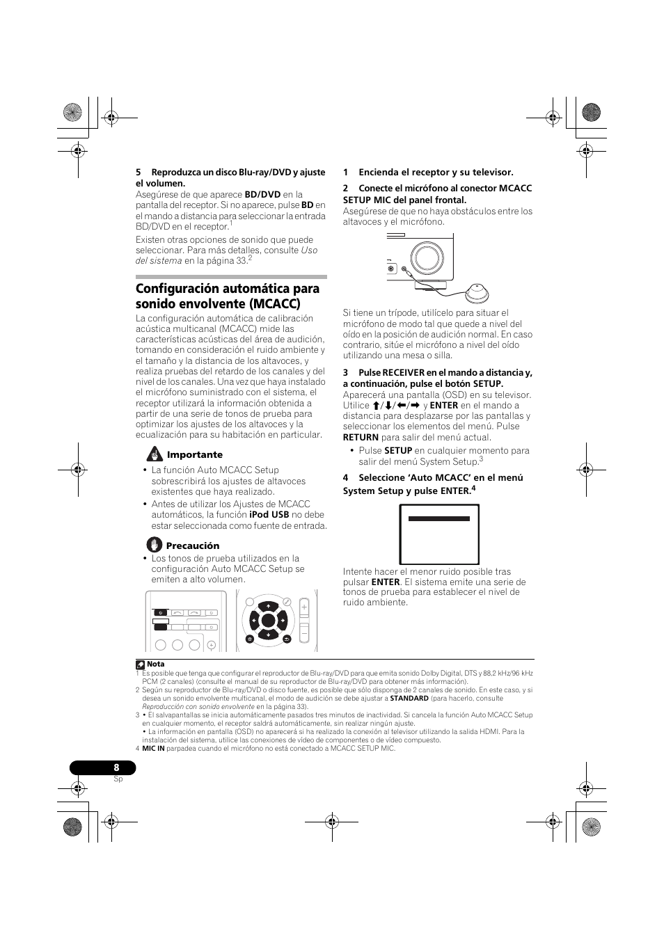Master volume mcacc setup mic enter r dio | Pioneer VSX-819H-S User Manual | Page 218 / 282