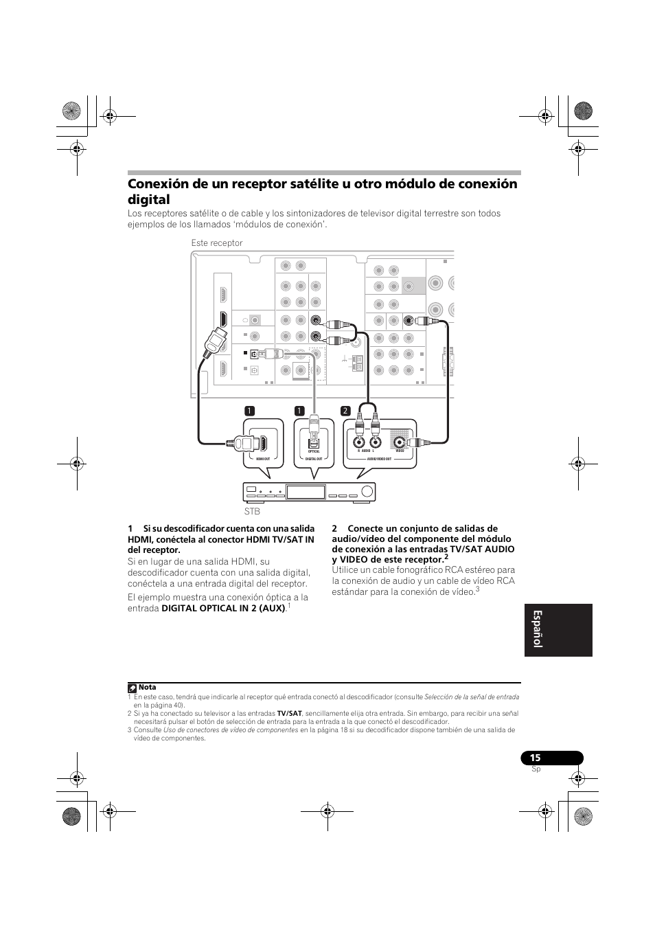 12 stb este receptor, Nota | Pioneer VSX-819H-S User Manual | Page 225 / 282