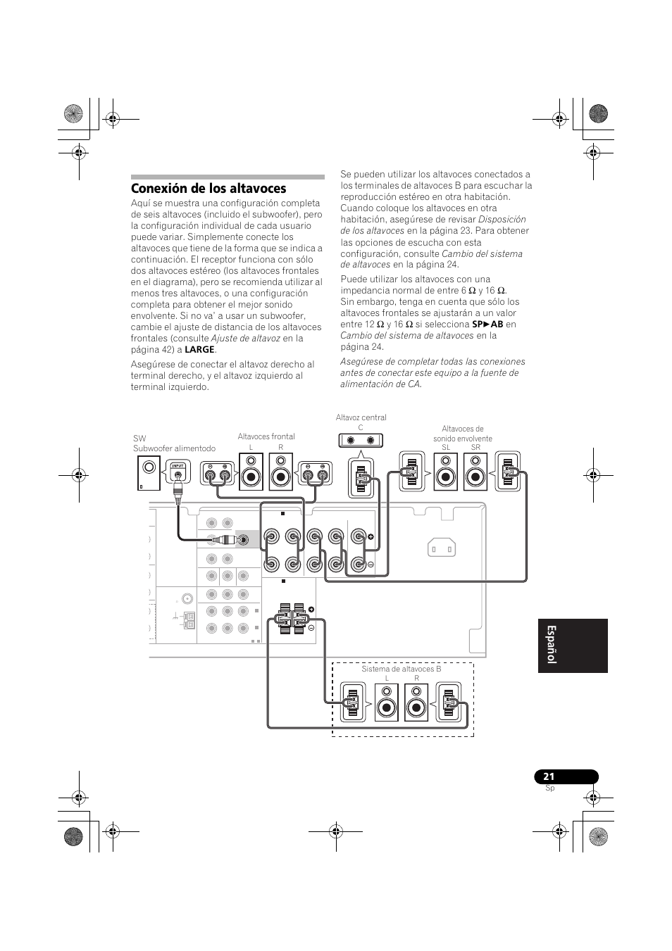 Conexión de los altavoces | Pioneer VSX-819H-S User Manual | Page 231 / 282