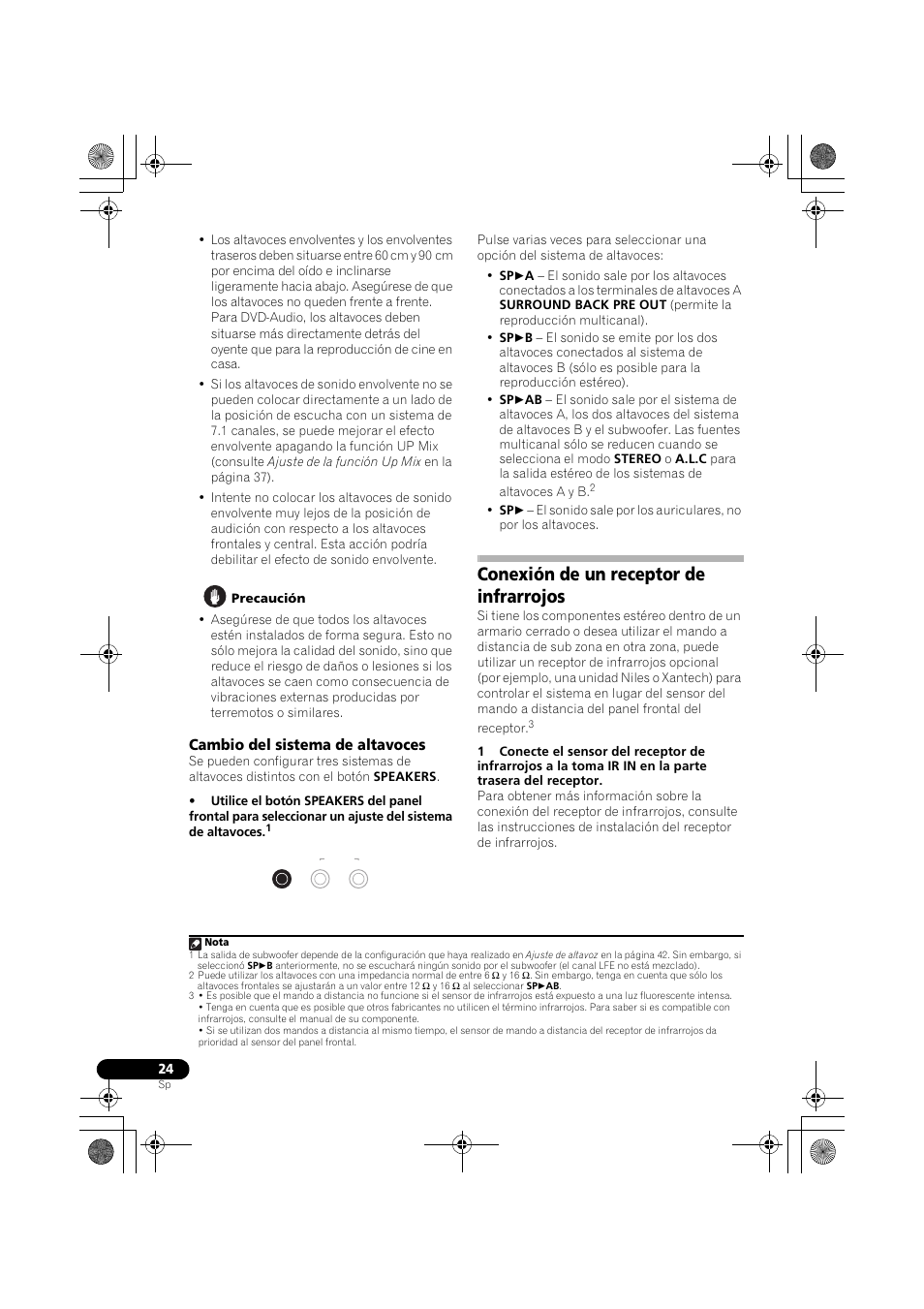 Cambio del sistema de altavoces, Conexión de un receptor de infrarrojos | Pioneer VSX-819H-S User Manual | Page 234 / 282