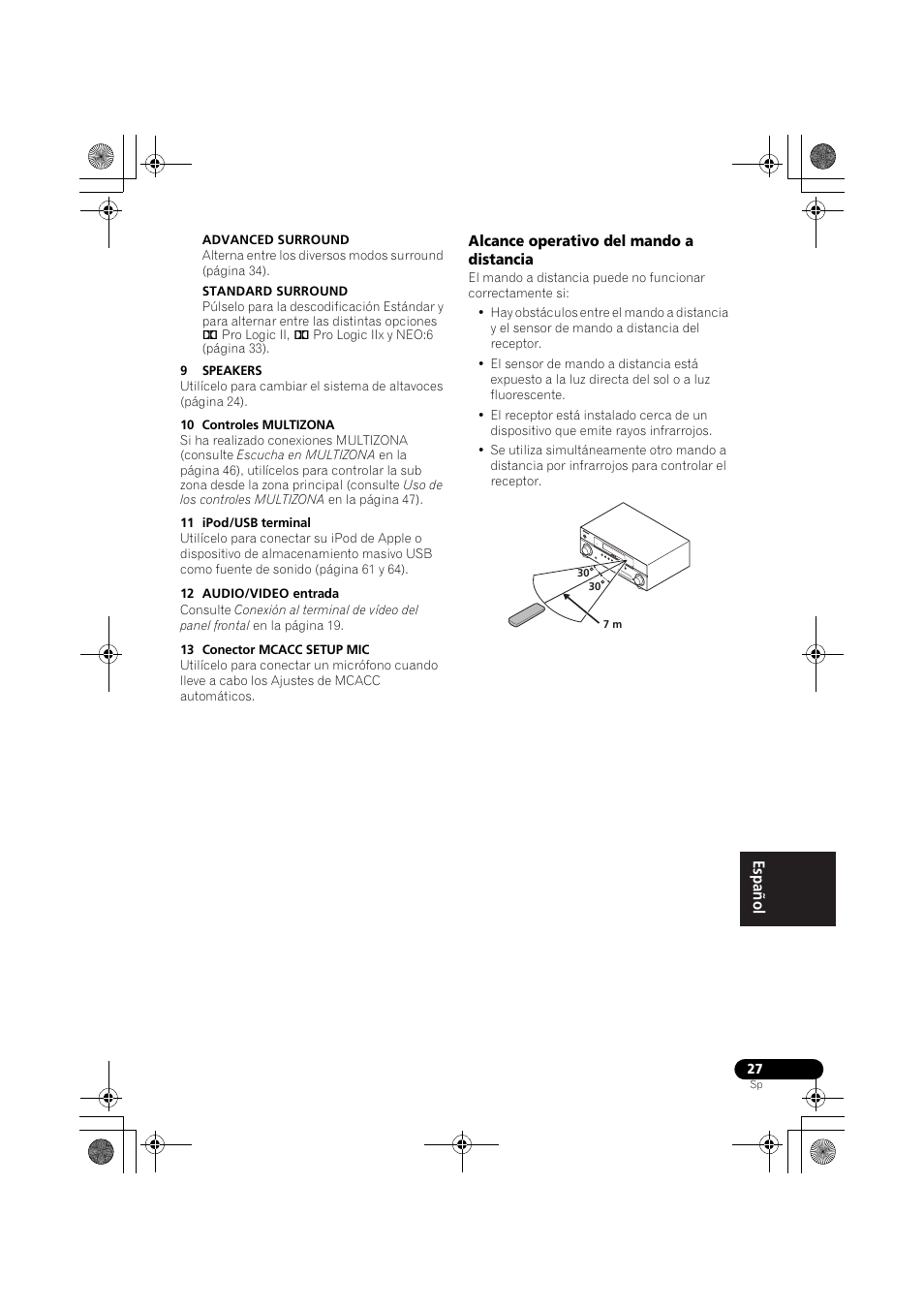 Alcance operativo del mando a distancia | Pioneer VSX-819H-S User Manual | Page 237 / 282