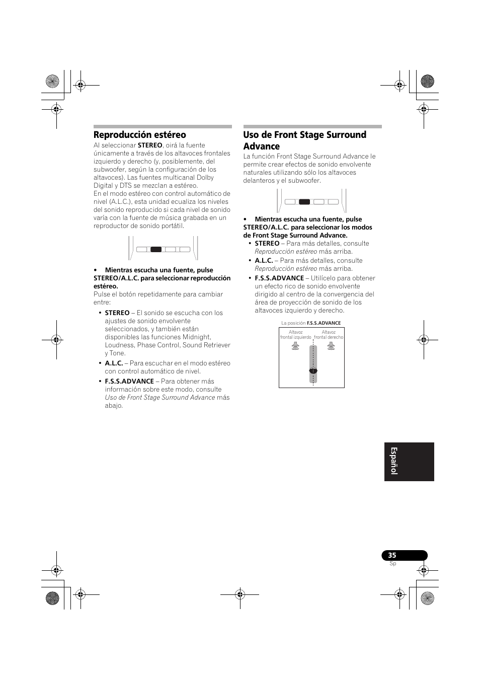 Reproducción estéreo, Uso de front stage surround advance | Pioneer VSX-819H-S User Manual | Page 245 / 282