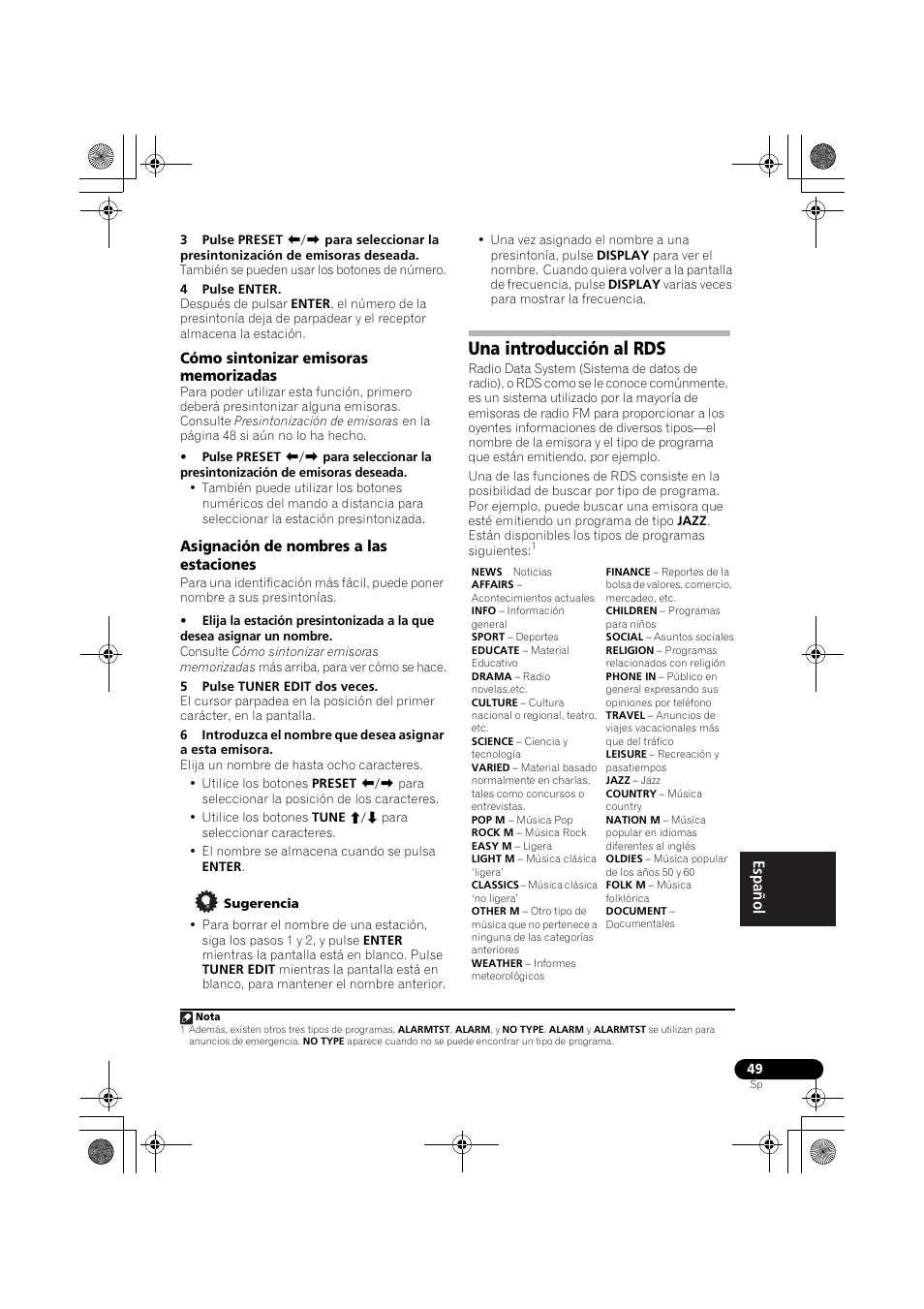 Cómo sintonizar emisoras memorizadas, Asignación de nombres a las estaciones, Una introducción al rds | Pioneer VSX-819H-S User Manual | Page 259 / 282
