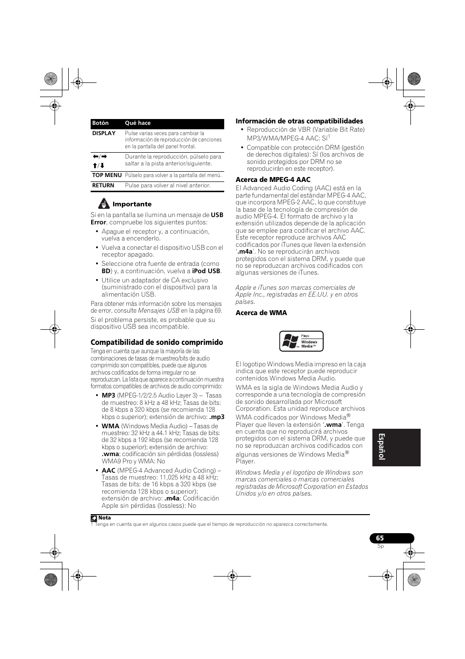 Compatibilidad de sonido comprimido | Pioneer VSX-819H-S User Manual | Page 275 / 282