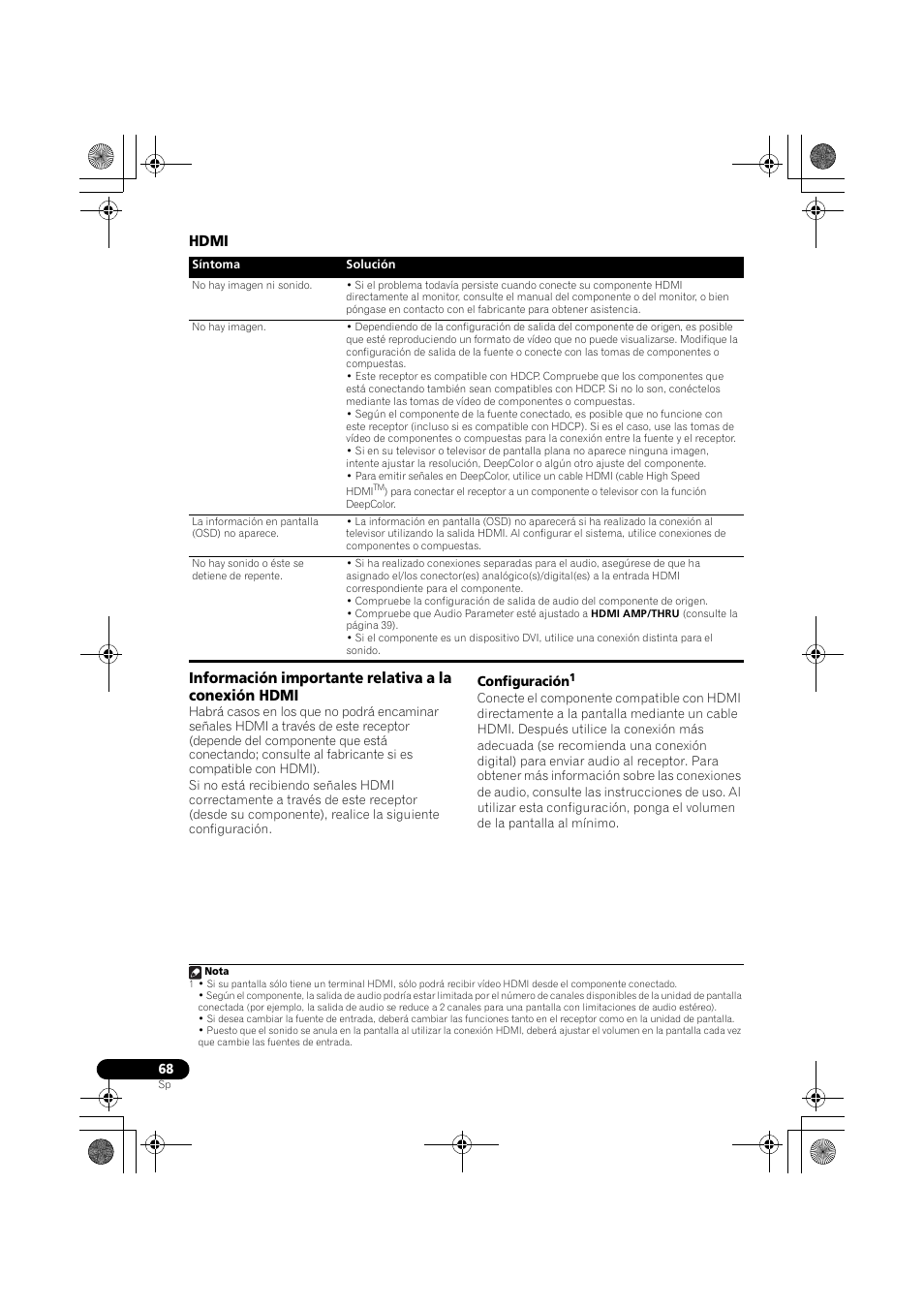 Hdmi, Información importante relativa a la conexión hdmi | Pioneer VSX-819H-S User Manual | Page 278 / 282