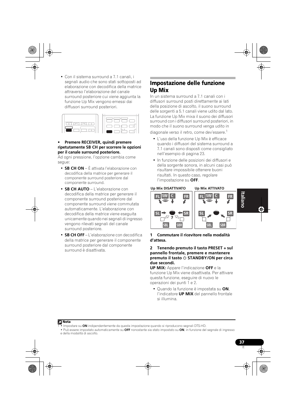 Impostazione delle funzione up mix | Pioneer VSX-819H-S User Manual | Page 37 / 282