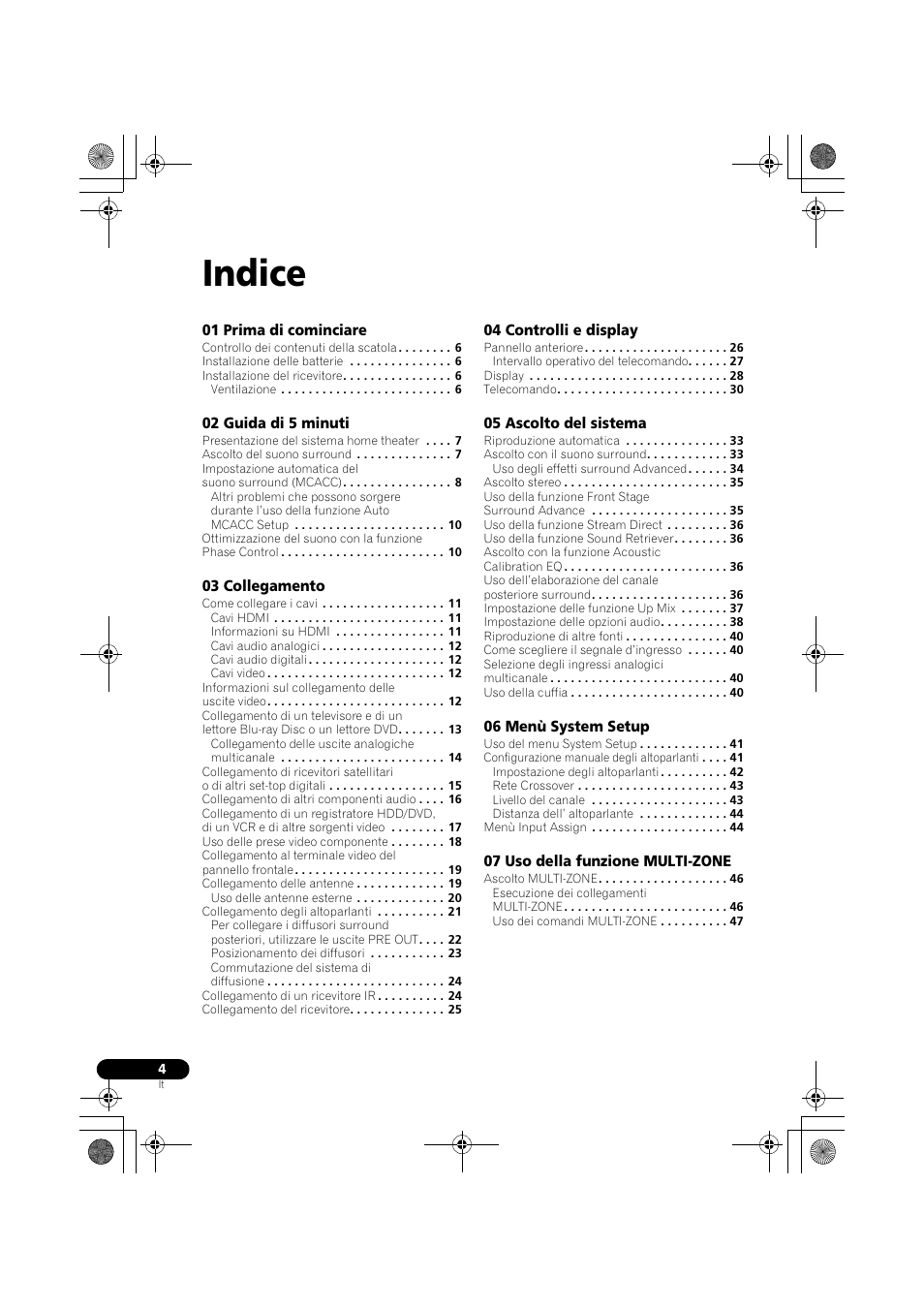 Indice | Pioneer VSX-819H-S User Manual | Page 4 / 282