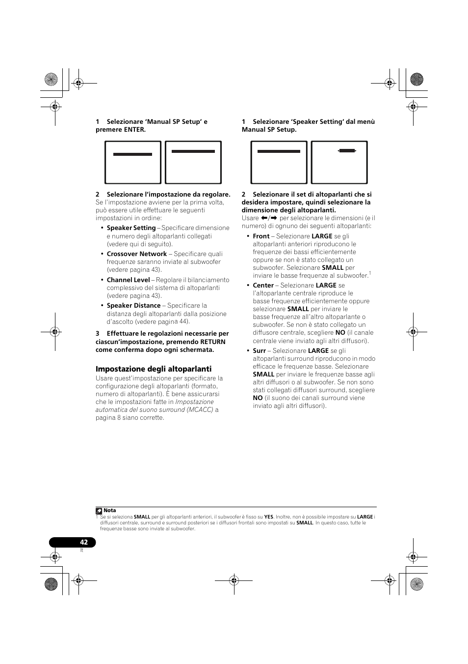 Impostazione degli altoparlanti | Pioneer VSX-819H-S User Manual | Page 42 / 282