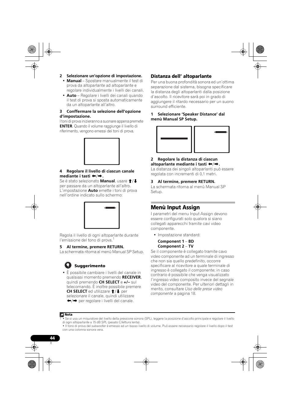 Distanza dell’ altoparlante, Menù input assign | Pioneer VSX-819H-S User Manual | Page 44 / 282