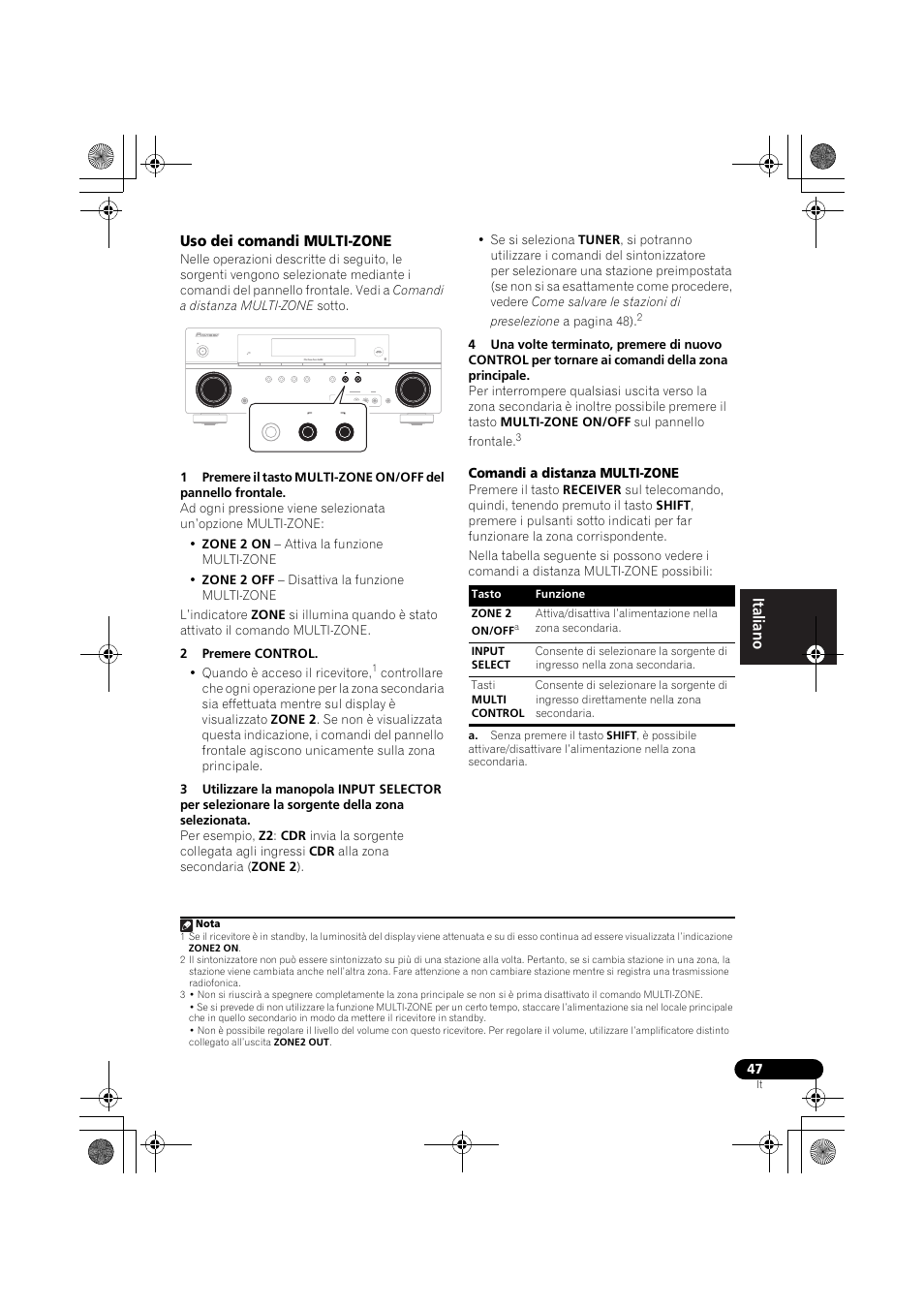 Uso dei comandi multi-zone | Pioneer VSX-819H-S User Manual | Page 47 / 282