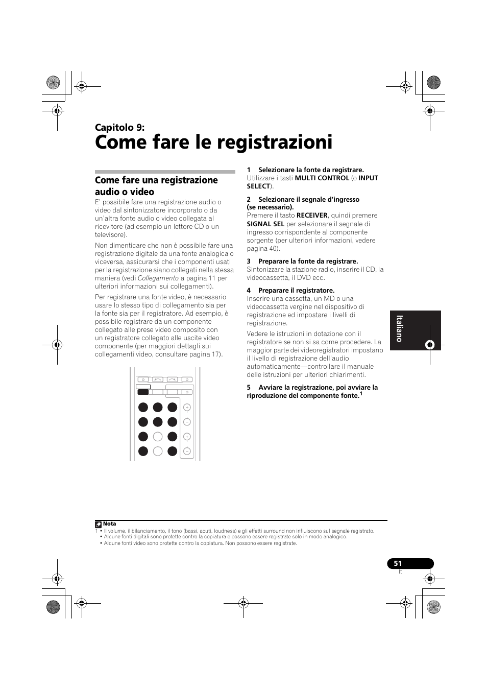 Come fare le registrazioni, Come fare una registrazione audio o video, Video | Capitolo 9 | Pioneer VSX-819H-S User Manual | Page 51 / 282