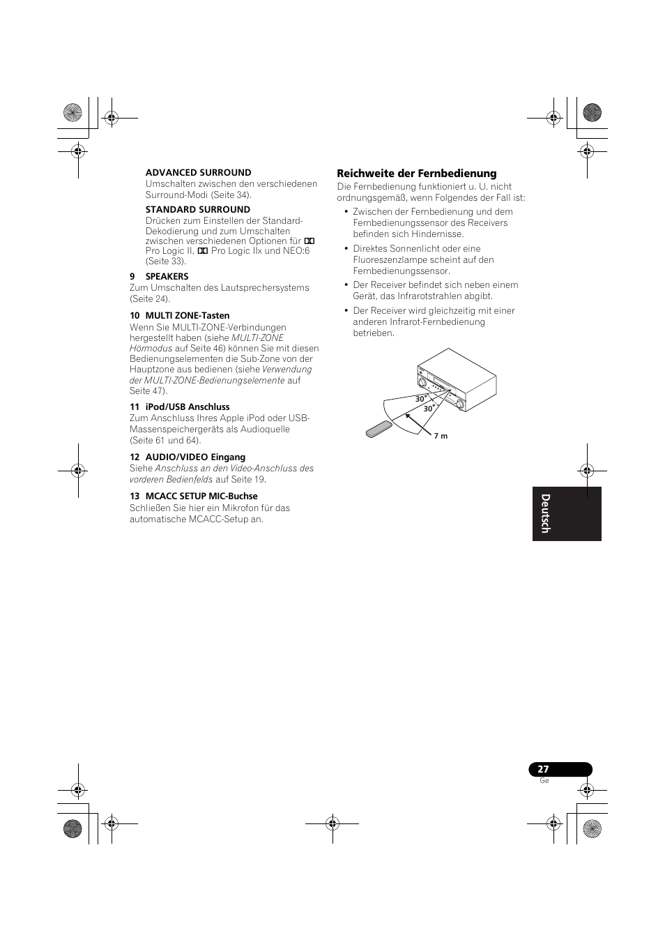 Reichweite der fernbedienung | Pioneer VSX-819H-S User Manual | Page 97 / 282