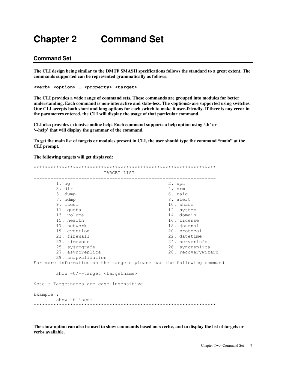 Chapter 2 command set | American Megatrends MAN-STOR-ITX27-CLI User Manual | Page 13 / 60