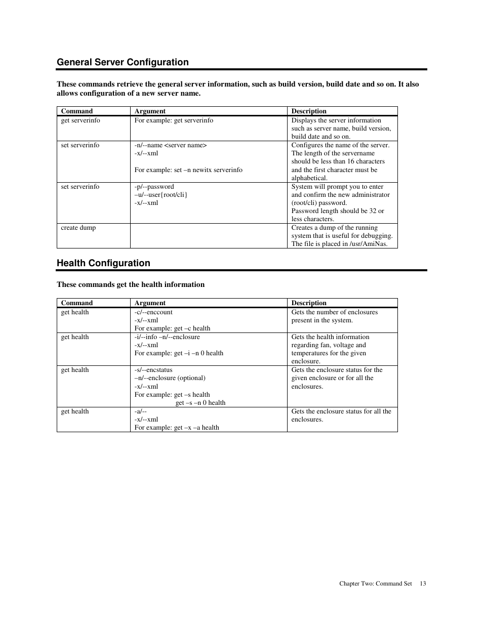 General server configuration, Health configuration | American Megatrends MAN-STOR-ITX27-CLI User Manual | Page 19 / 60