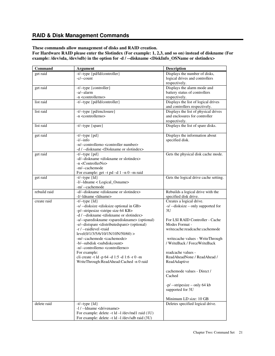 Raid & disk management commands | American Megatrends MAN-STOR-ITX27-CLI User Manual | Page 27 / 60