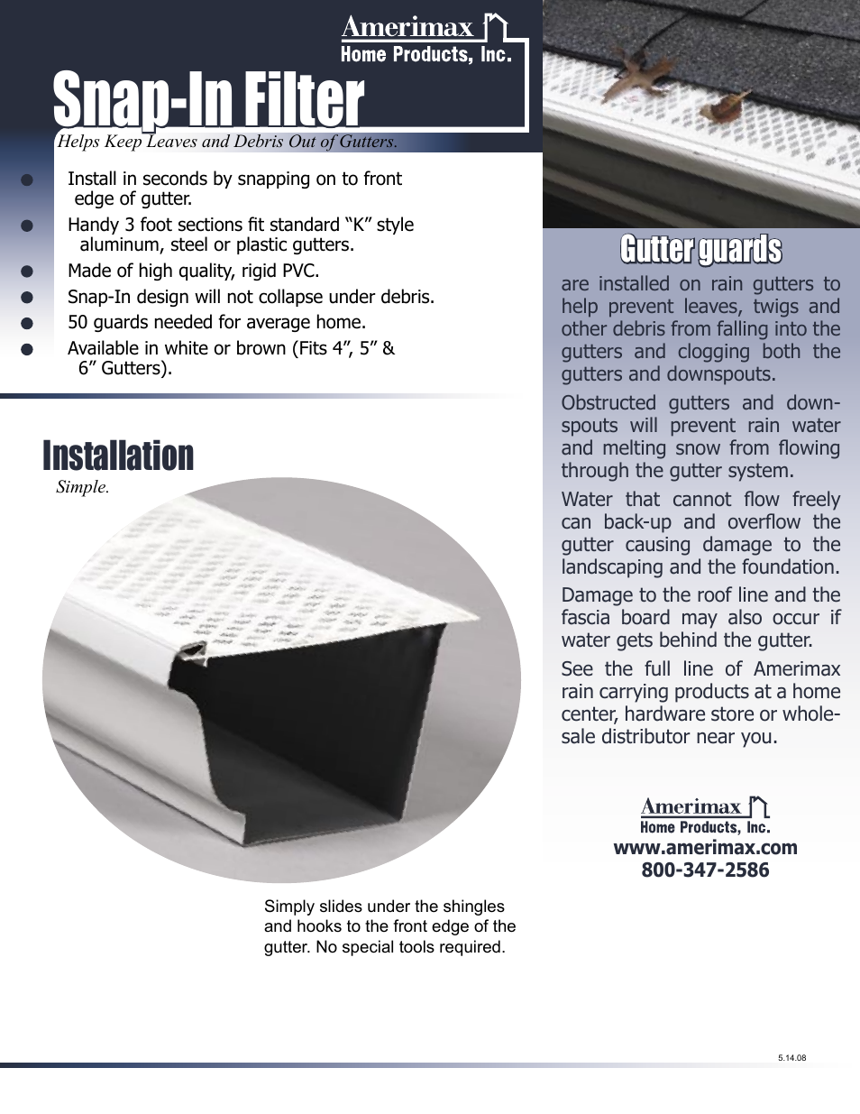 Amerimax Snap-In Gutter Filter none User Manual | 1 page