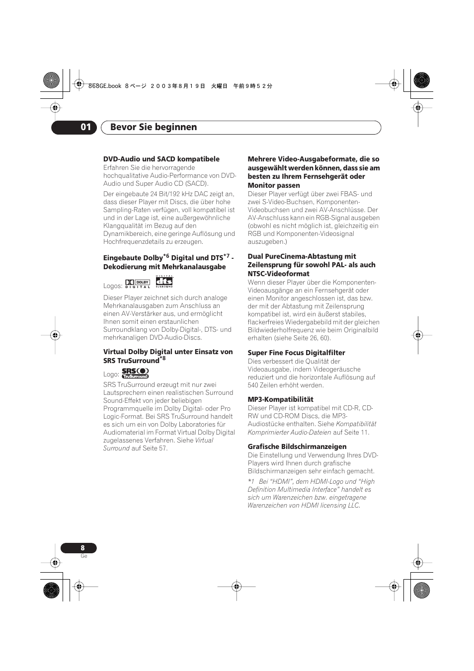 Bevor sie beginnen 01 | Pioneer DV-668AV-S User Manual | Page 110 / 208