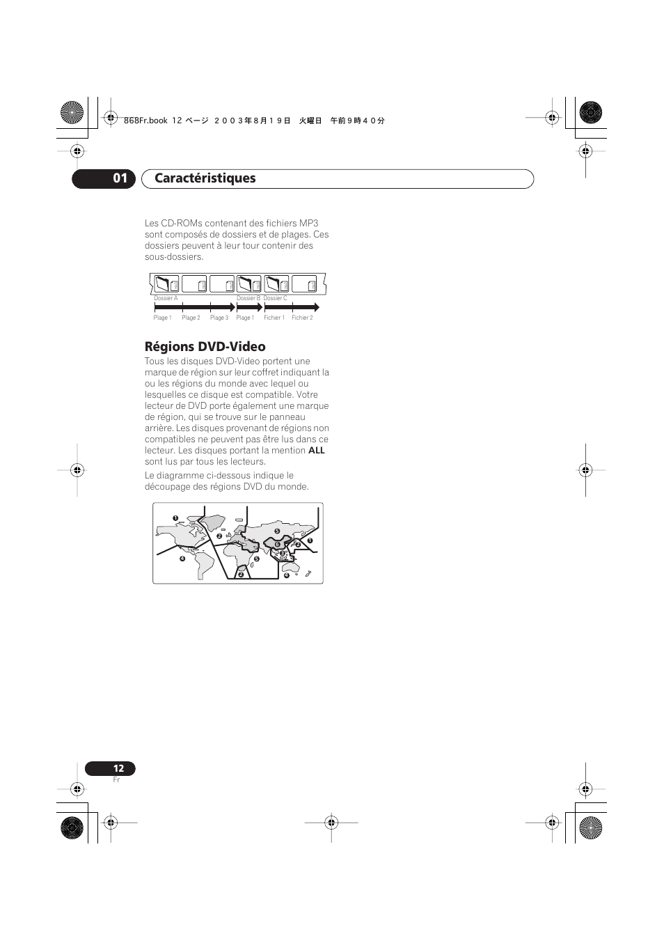 Régions dvd-video, Caractéristiques 01 | Pioneer DV-668AV-S User Manual | Page 12 / 208