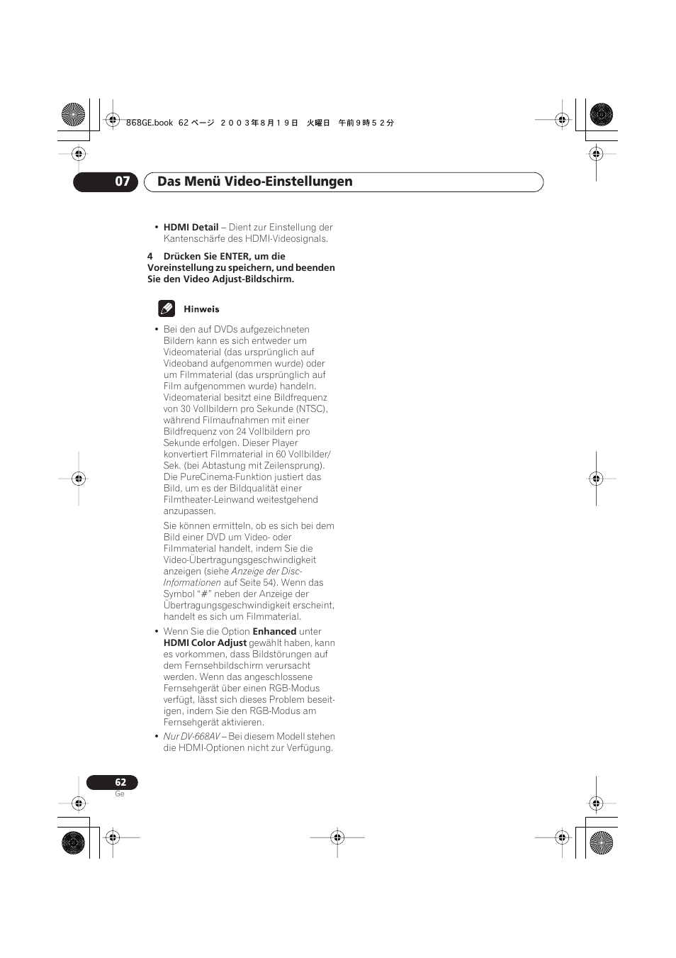 Das menü video-einstellungen 07 | Pioneer DV-668AV-S User Manual | Page 164 / 208