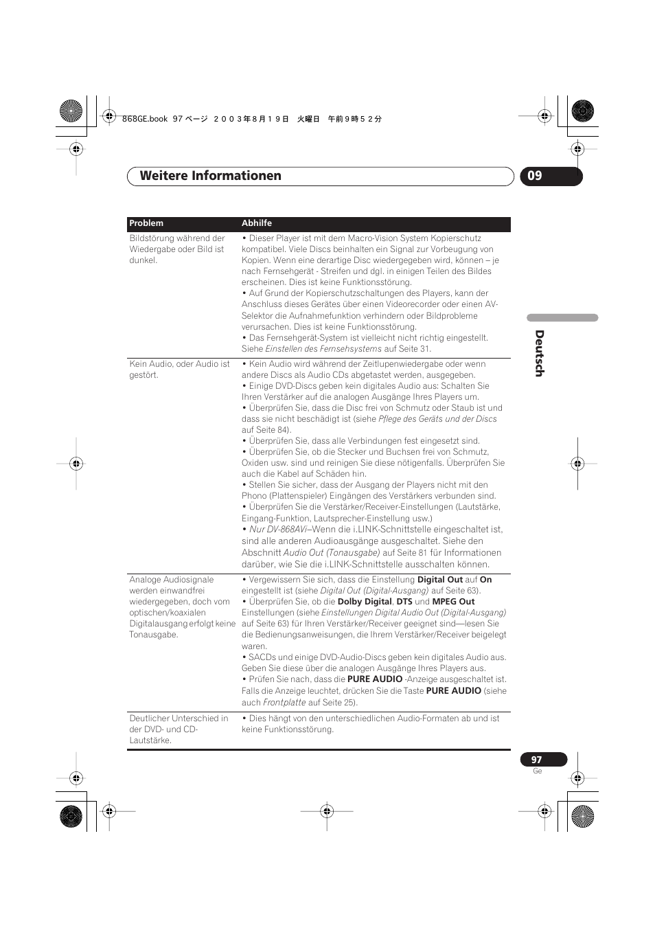 Weitere informationen 09 | Pioneer DV-668AV-S User Manual | Page 199 / 208