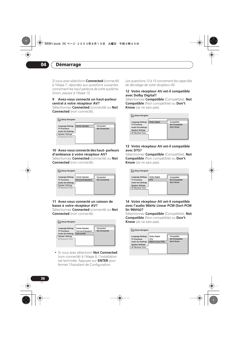 Démarrage 04 | Pioneer DV-668AV-S User Manual | Page 36 / 208