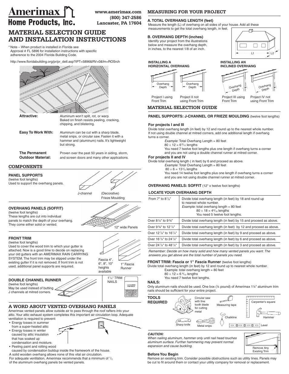 Amerimax Home Material User Manual | 2 pages