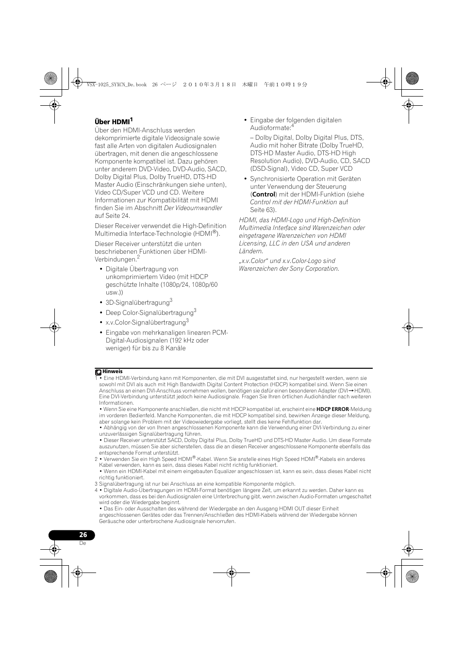 Über hdmi | Pioneer VSX-1020-K User Manual | Page 158 / 532